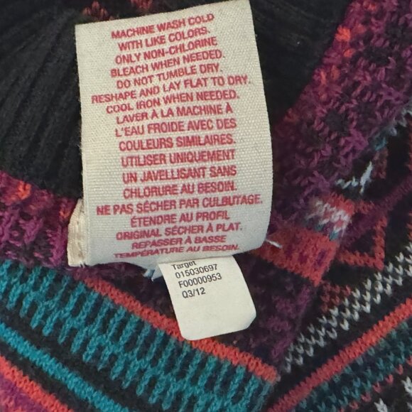 Mossimo Supply Co. Fair Isle Style Sweater Leggings, Pink/Green Geometric, L - Picture 11 of 11